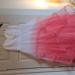 White to pink ombre formal dress, size 9